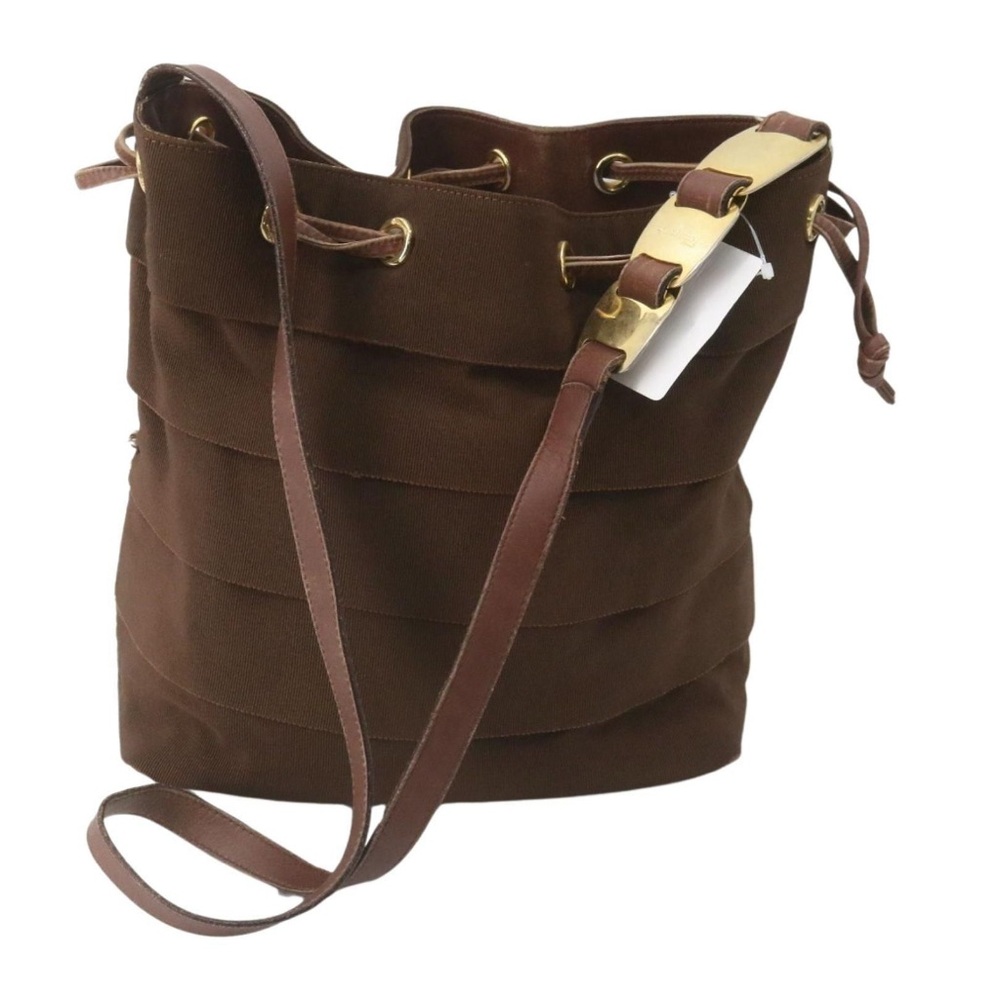 Ferragamo Brown Bucket Shoulder Bag with Drawstring